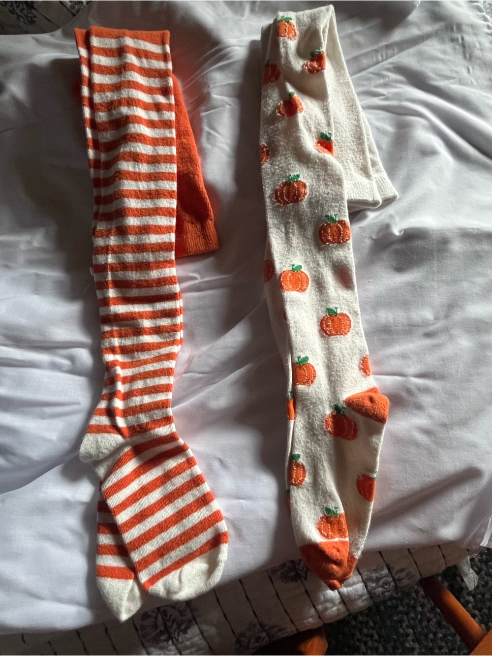 Gymboree Orange & White Pumpkin Stripe Tights Set